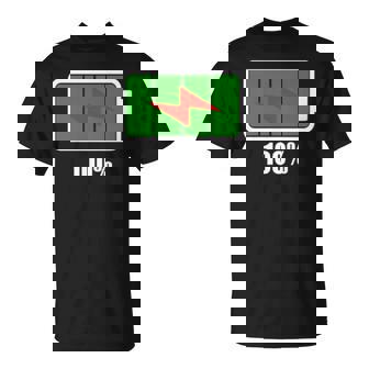 バッテリー100シャツ残量バッテリーフルパワーバッテリーフル。 長袖tシャツ Tシャツ - Kawaiitshirt