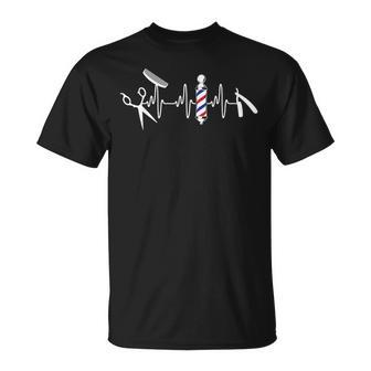 バーバー ポール ハサミ バリカン レトロ バーバー ハートビート Tシャツ - Kawaiitshirt