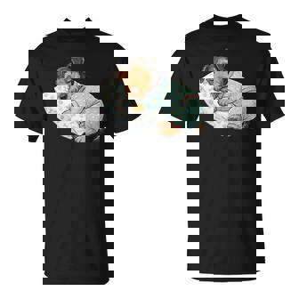 パジャマで寝ているかわいいボストンテリア犬就寝アート 長袖tシャツ Tシャツ - Kawaiitshirt