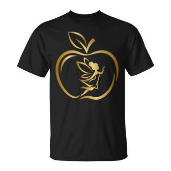 フルーツりんごフレーム 妖精のシルエット ラインアート イラスト 曲線 オリジナルデザイン リンゴ好き フルーツ Tシャツ - Kawaiitshirt