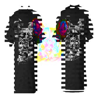 フレンチブルドッグ 犬 カラフル ポップアート レインボーカラー ブルドッグ Tシャツ - Kawaiitshirt