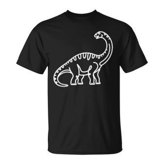 ブラキオサウルス ミニマリスト バッジ パッチライン アート 恐竜 Tシャツ - Kawaiitshirt
