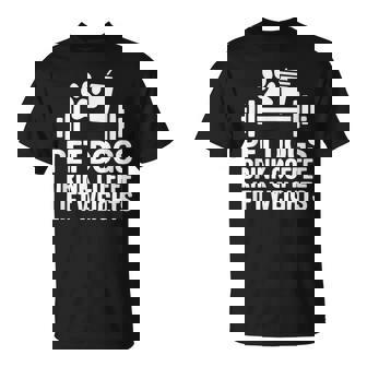 ペット 犬 ドリンク コーヒー リフト ウェイト 面白い ジム ワークアウト Tシャツ - Kawaiitshirt