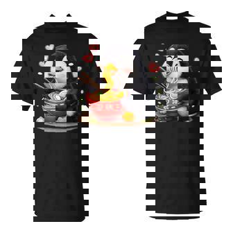 ペンギン食べる ラーメン 麺 ペンギン 男の子 女の子 キッズ 大人 Tシャツ - Kawaiitshirt