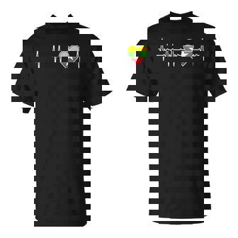 ミャンマー ハートビート ビルマ国旗とハート ラブ 家族 ビルマ Tシャツ - Kawaiitshirt