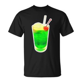 メロンソーダ／クリームソーダ（スイーツ ポップ）夏【サマータイム】昭和レトロ 80S かわいい デザイン Tシャツ - Kawaiitshirt