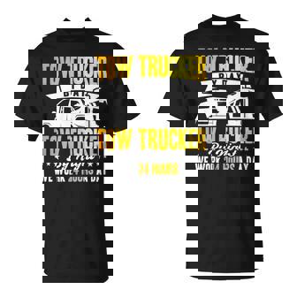 レッカートライバー レッカーは1日24時間作業します。 長袖tシャツ Tシャツ - Kawaiitshirt