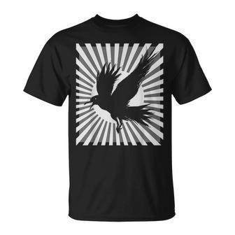 レトロなカラスの美学 日本の旭日旗 黒カラス Tシャツ - Kawaiitshirt