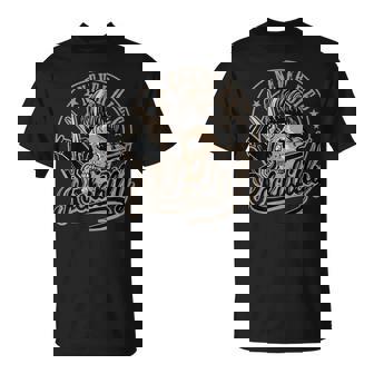 ロカビリーネバーダイスカルバーバーロッカー美容師 Tシャツ - Kawaiitshirt