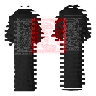 大文字 R ヴィンテージ フローラル イニシャル モチーフ レトロ アルファベット 長袖tシャツ Tシャツ - Kawaiitshirt