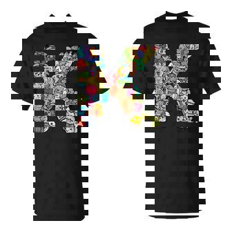 文字k Monsters アルファベットネーム イニシャル キュート モノグラム Tシャツ - Kawaiitshirt