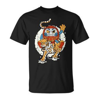日本のトラ ラッキーだるま人形 日本の伝統 Tシャツ - Kawaiitshirt