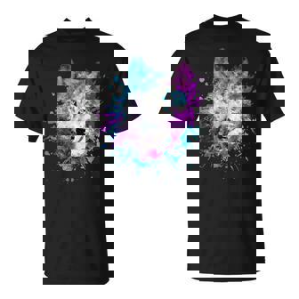 水彩 狼 頭 カラフル オオカミ 贈り物 Tシャツ - Kawaiitshirt