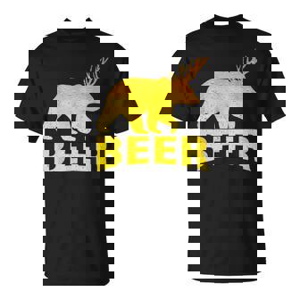 狩猟 ビール スピリット 動物 ティー ベア 鹿 ティー ビール クマ 鹿 Tシャツ - Kawaiitshirt