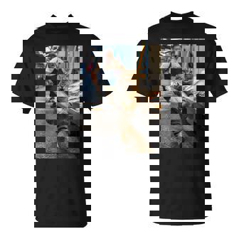 猫が魚市場を盗む冒険ファニーアートミーム Tシャツ - Kawaiitshirt