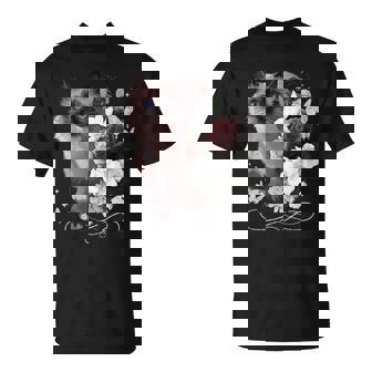 花とシャム猫、ヴィンテージ感、花柄シャム猫 Tシャツ - Kawaiitshirt