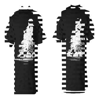 遠吠えするオオカミ 星空 オオカミモチーフ 男女兼用 Tシャツ - Kawaiitshirt