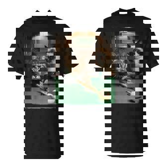 面白い猫 子猫 プールゲーム ビリヤード愛好家 アートデザイン Tシャツ - Kawaiitshirt