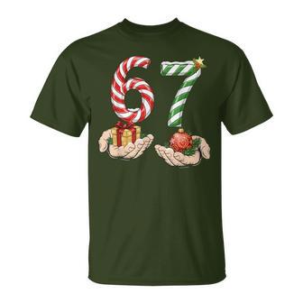 6 7 Meme 67 Christmas Pajamas Holiday Gen Alpha Slang T-Shirt - Monsterry