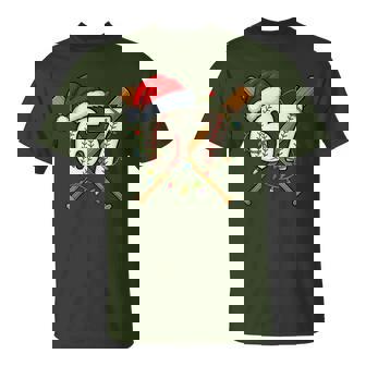 67 Baseball Xmas Lights Santa Hat Holiday T-Shirt | Mazezy