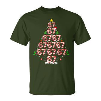 67 Matching Six Seven 6 7 Meme Candy Cane Christmas Tree T-Shirt - Monsterry