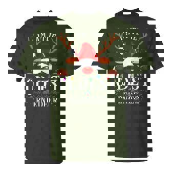 99 Christmas Reindeer Costume Party I Am The Oldest Reindeer -Adults Black Crew Neck Modern Letter Print T Back Christmas Holiday T-Shirt - Thegiftio