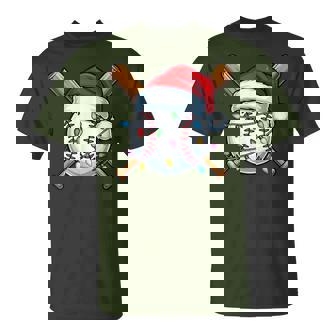 Baseball Christmas Lights Santa Christmas Baseball Player T-Shirt | Seseable UK