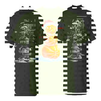 Basketball Snowman Christmas Santa Hat Xmas Basketball T-Shirt - Thegiftio