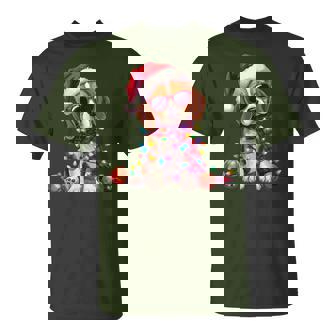 Beagle Dog Christmas Santa Hat Lights Xmas Pet Dog Lover T-Shirt - Monsterry