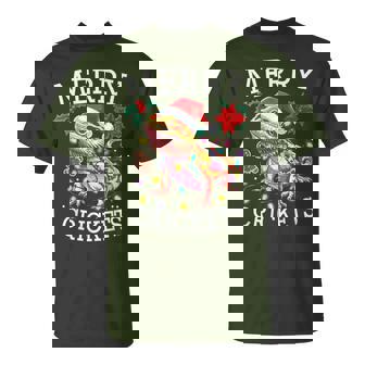 Bearded Dragon Christmas Lights Merry Crickets T-Shirt - Monsterry