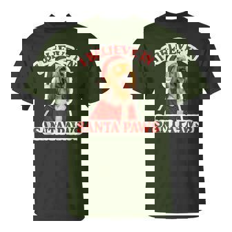 I Believe In Santa Paws Afghan Hound Dog Mom Dad Christmas T-Shirt | Mazezy