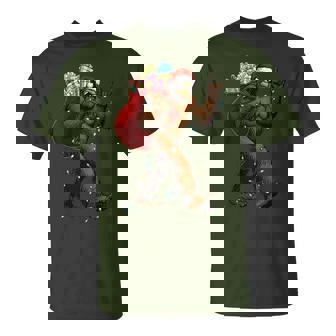 Bigfoot Christmas Boys Xmas Tree Lights Sasquatch T-Shirt - Seseable