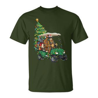 Bigfoot Christmas Golf Cart Lights Sasquatch Xmas Golfing T-Shirt - Thegiftio UK