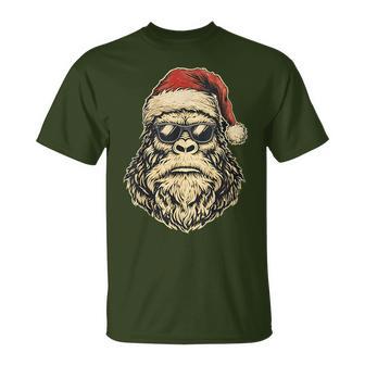 Bigfoot Face Sunglasses Santa Christmas Xmas Sasquatch T-Shirt - Thegiftio UK