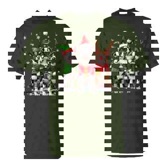 Boston Terrier Christmas Dogs Santa Reindeer Elf T-Shirt | Mazezy