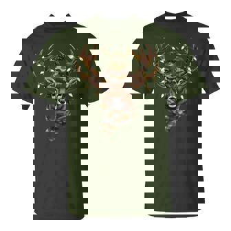 Camo Hunting Reindeer Deer Xmas Lights Christmas Holiday T-Shirt - Monsterry