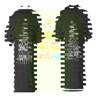 Cars Christmas Tree Firetruck Police Vehicle Xmas Cute Boys T-Shirt - Thegiftio