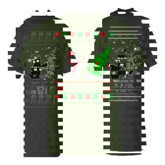 Cat What Black Cat Pushing Christmas Tree Ugly Xmas T-Shirt | Seseable CA