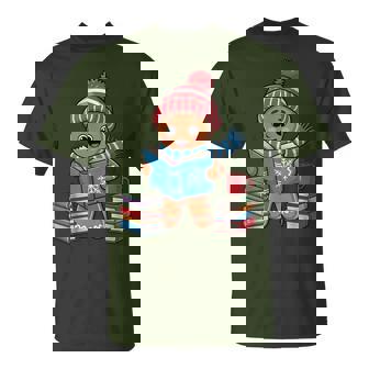 Christmas Bookworm Gingerbread Reading Books Pajama T-Shirt - Thegiftio