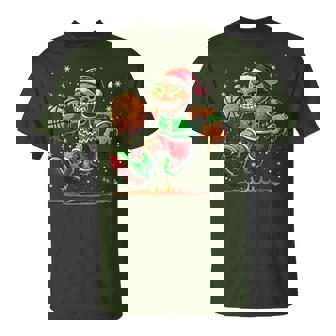 Christmas Gingerbread Man Sports Player Cool Basketball Xmas T-Shirt | Mazezy