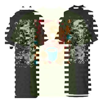 Christmas Golden Retriever Dog With Santa Hat Cocoa Cookies T-Shirt | Mazezy