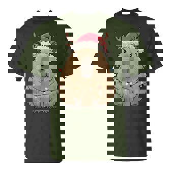 Christmas Lights Capybara Reindeer Cute Capybara Santa Xmas T-Shirt - Monsterry