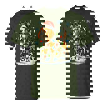 Christmas Lights Wrapped On Cute Puppy Beagle Dog Lover T-Shirt | Seseable CA