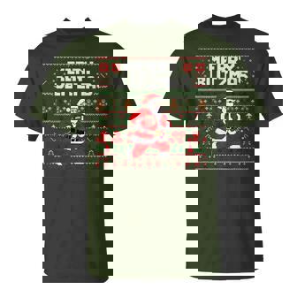 Christmas Merry Blitzmas Santa Football Ugly Sweater Style T-Shirt | Seseable CA