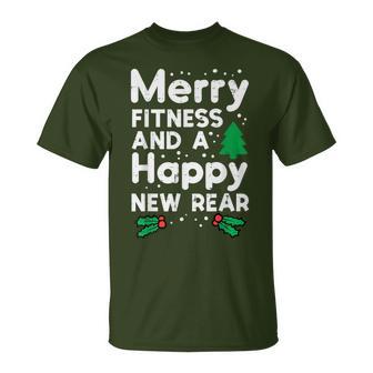 Christmas Merry Fitness Happy New Rear Xmas Workout Women T-Shirt - Thegiftio UK
