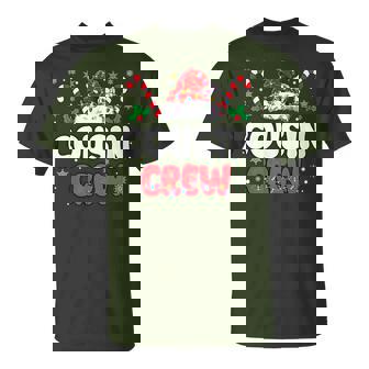 Christmas Santa Hat Xmas Tree Lights Candy Cane Cousin Crew T-Shirt - Thegiftio