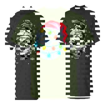 Christmas Soccer Ball Santa Hat Xmas Lights Boys T-Shirt - Thegiftio