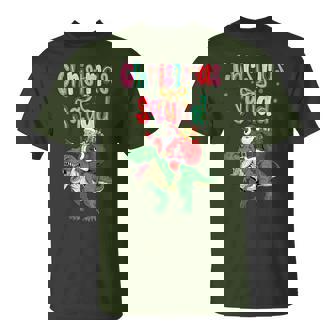 Christmas Squad Santa Riding Dinosaur Christmas T-Shirt - Monsterry