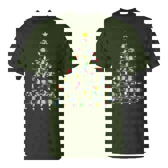 Christmas Tree Lights Santa Alligator Xmas Pjs T-Shirt | Seseable CA