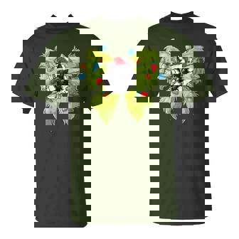 Coquette Bow Elf And Black Cat Christmas Lights T-Shirt | Seseable CA